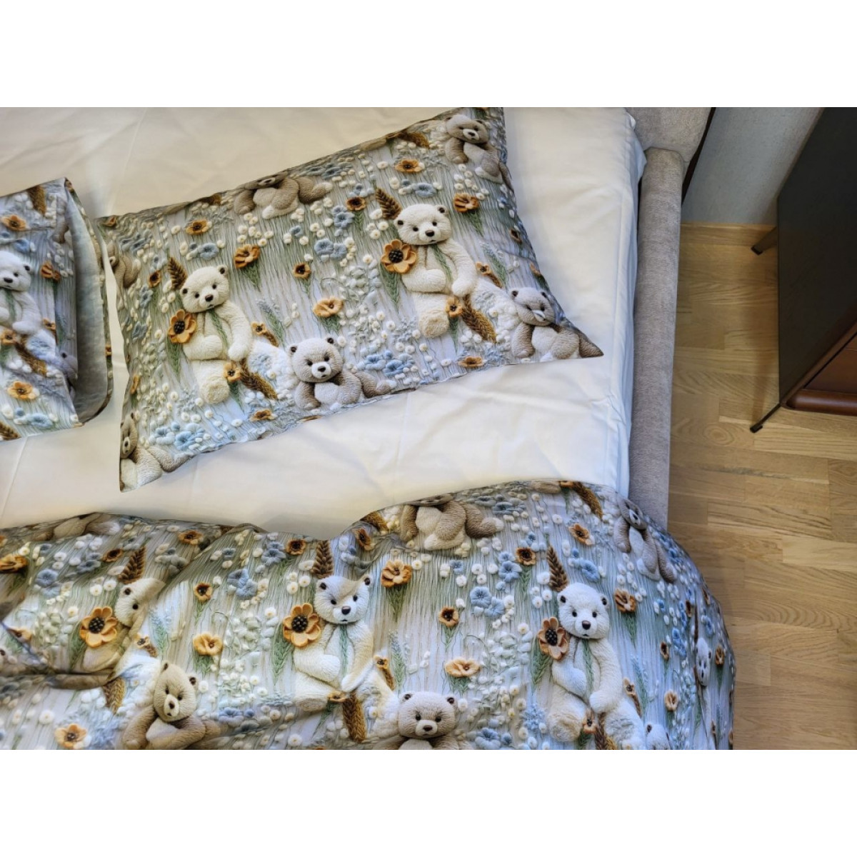 Постіль з бавовни cotton 5D Ведмедик плюшевий (молочний)